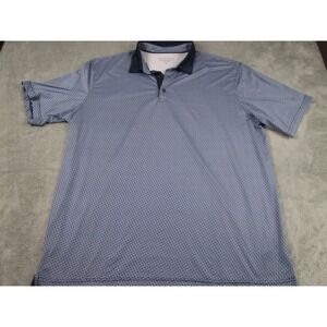 Maelreg Polo Mens XXL Blue Performance Geometric Golf Casual Preppy Short Sleeve